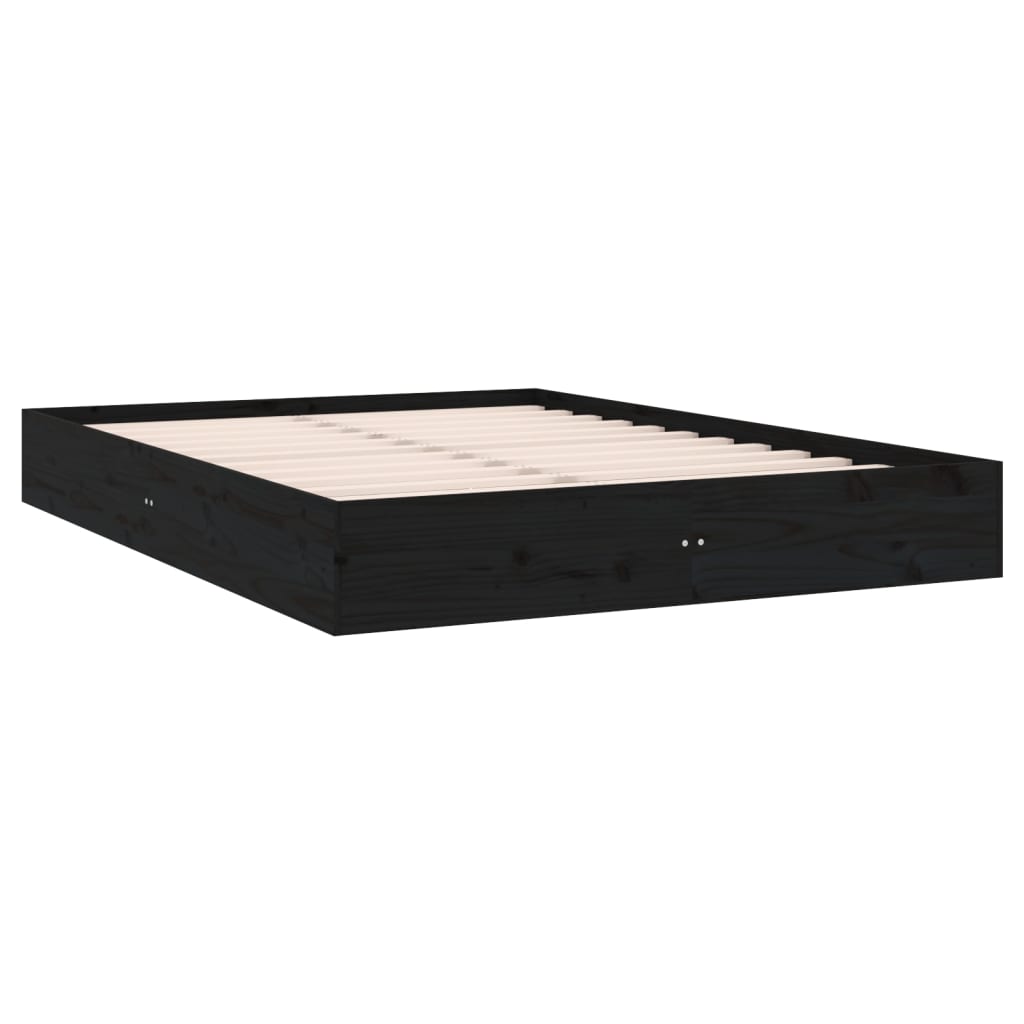 Bedframe Massief Hout Zwart 160X200 Cm