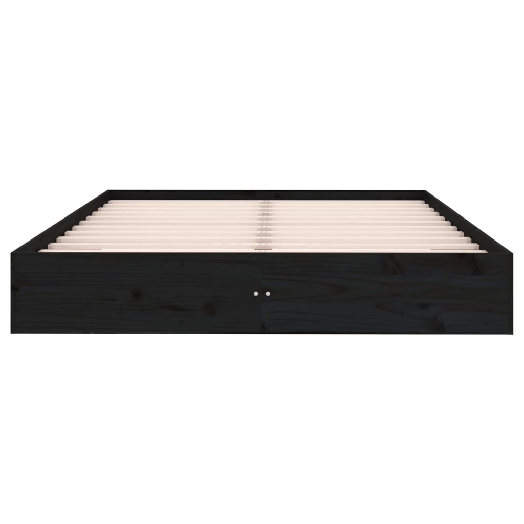 Bedframe Massief Hout Zwart 160X200 Cm