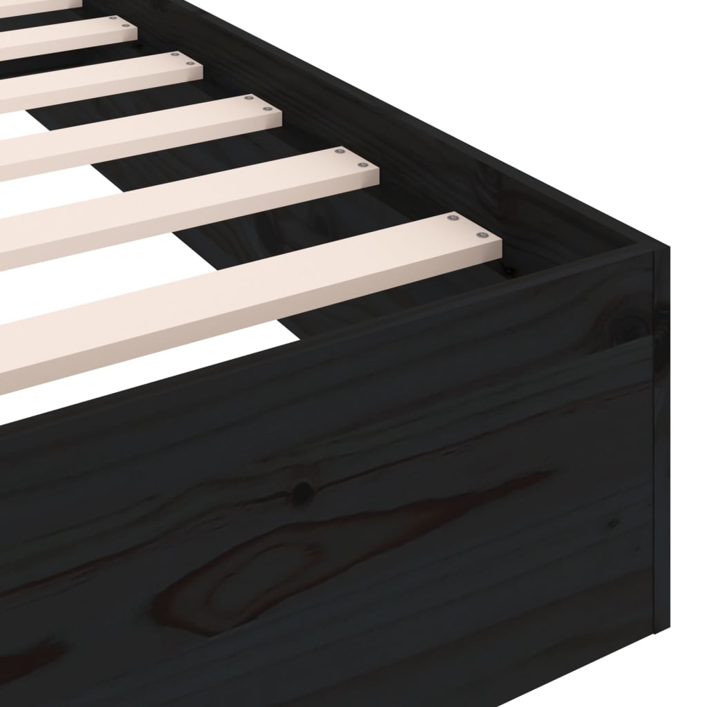 Bedframe Massief Hout Zwart 150X200 Cm 5Ft King Size