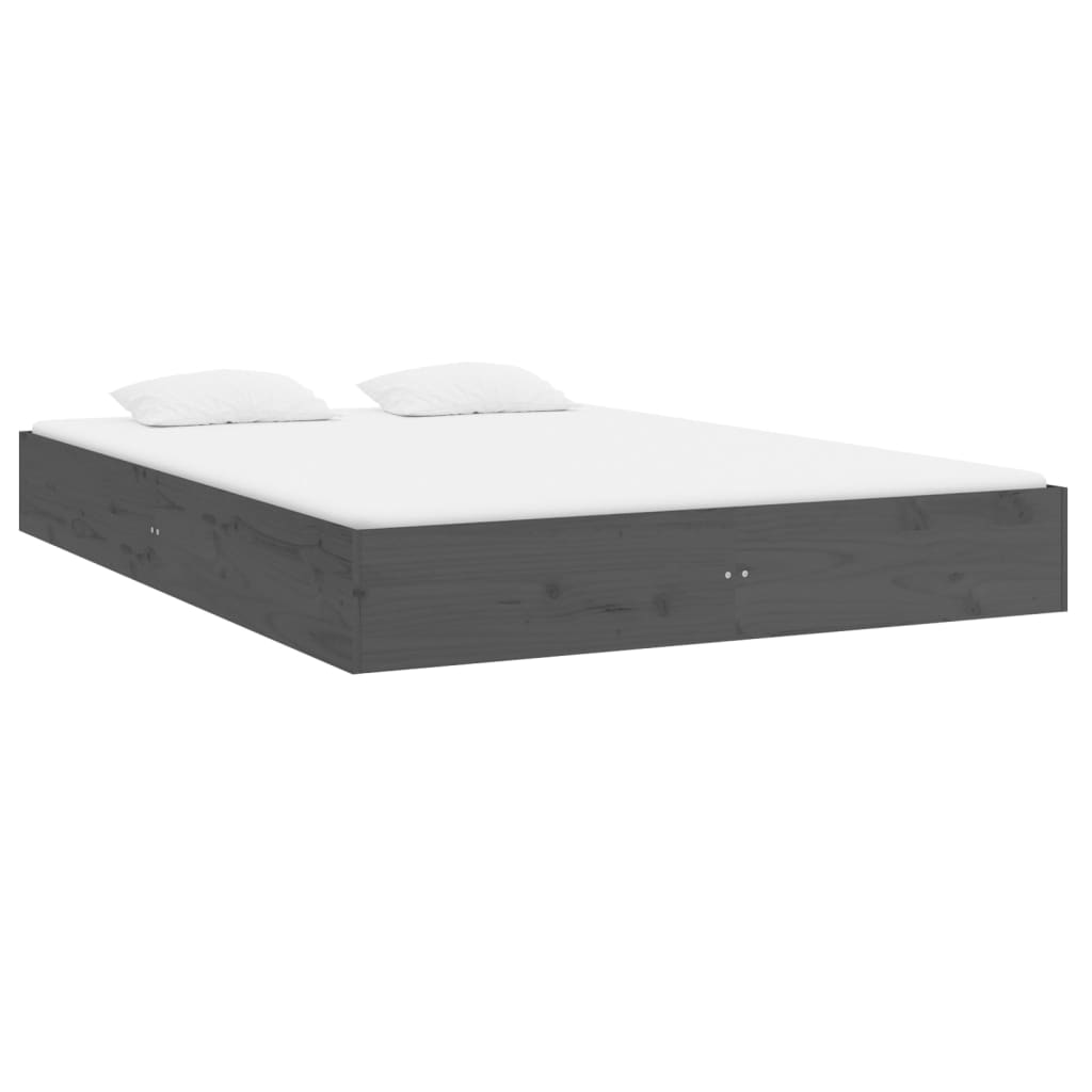Bedframe Massief Hout Grijs 140X200 Cm