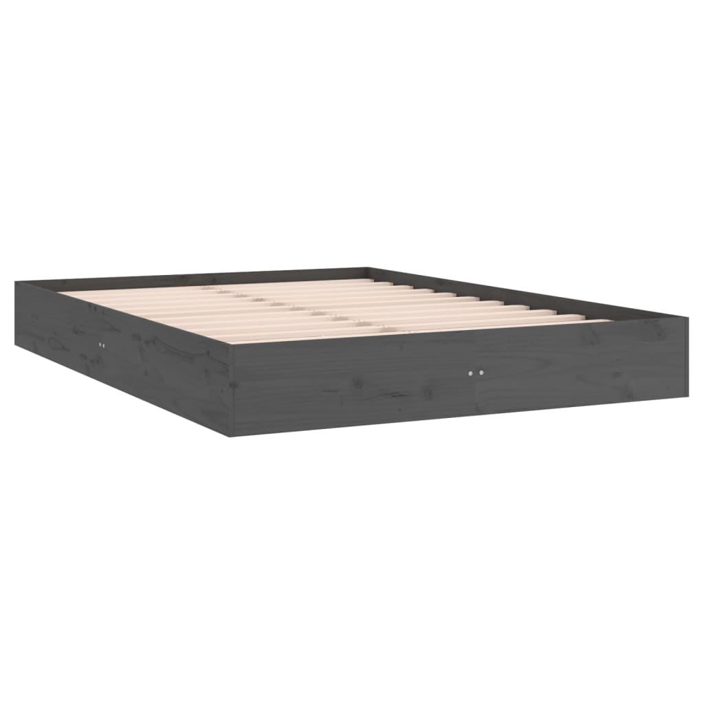 Bedframe Massief Hout Grijs 140X200 Cm