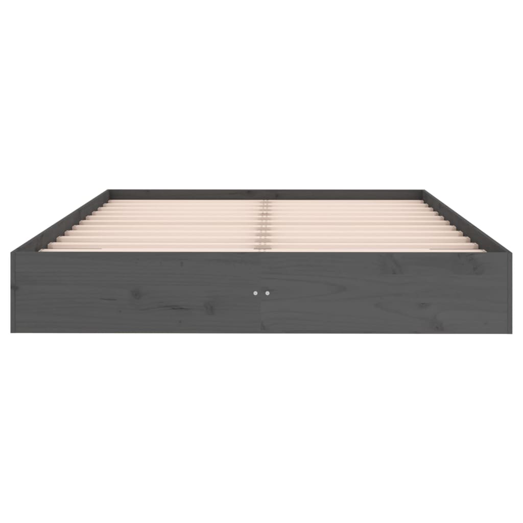 Bedframe Massief Hout Grijs 140X200 Cm