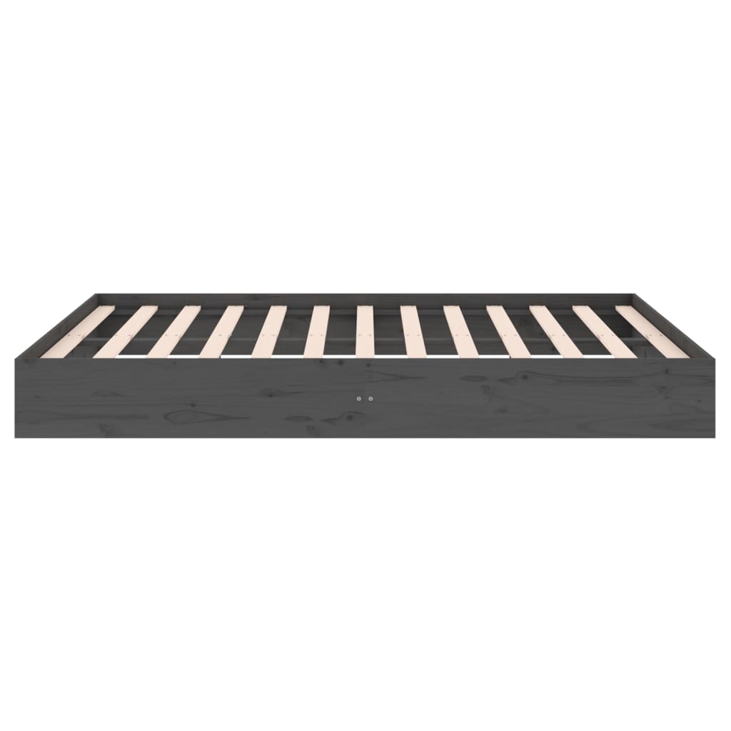 Bedframe Massief Hout Grijs 140X200 Cm
