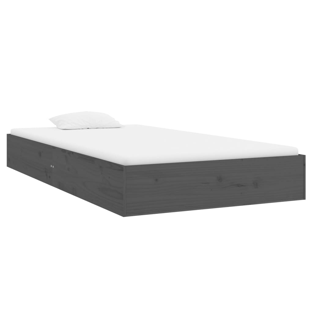 Bedframe Massief Hout Grijs 100X200 Cm