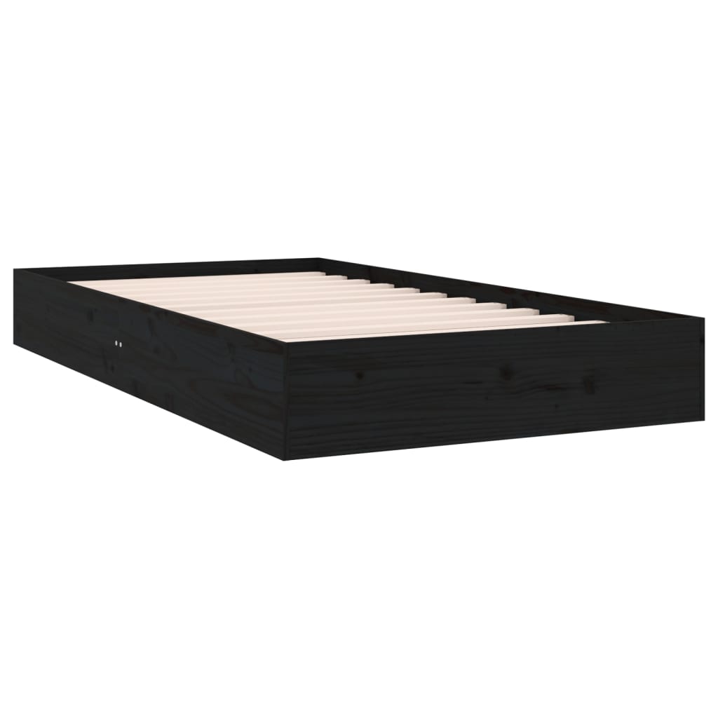 Bedframe Massief Hout Zwart 100X200 Cm