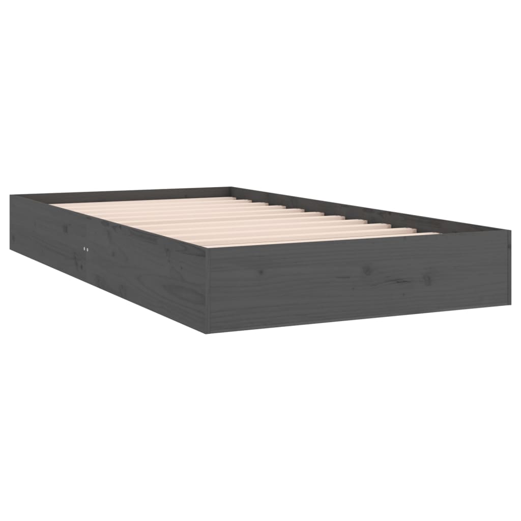 Bedframe Massief Hout Grijs 90X200 Cm