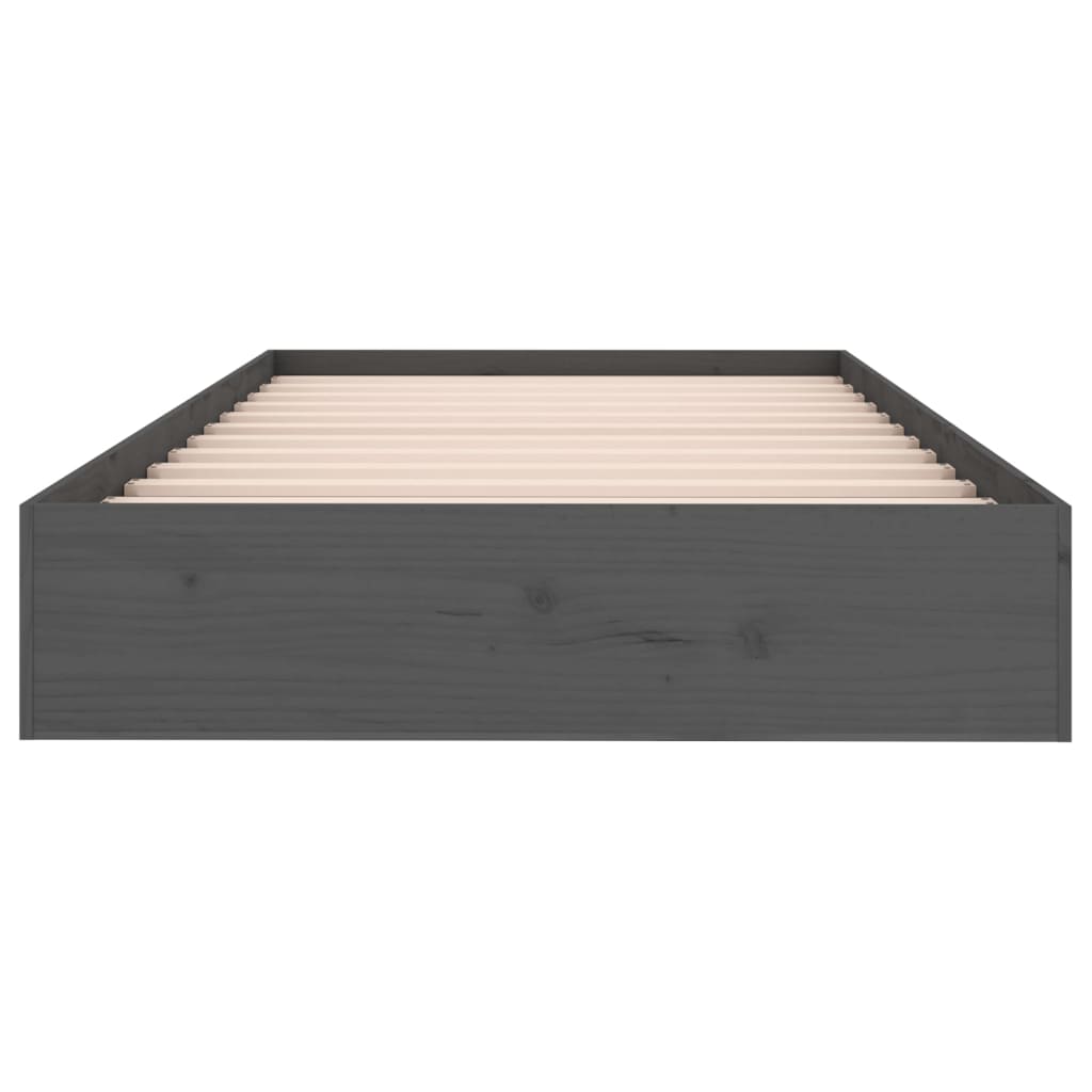Bedframe Massief Hout Grijs 90X200 Cm