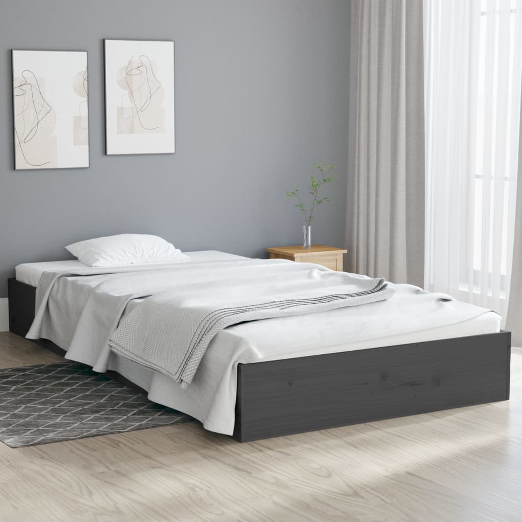 Bedframe Massief Hout Grijs 90X200 Cm