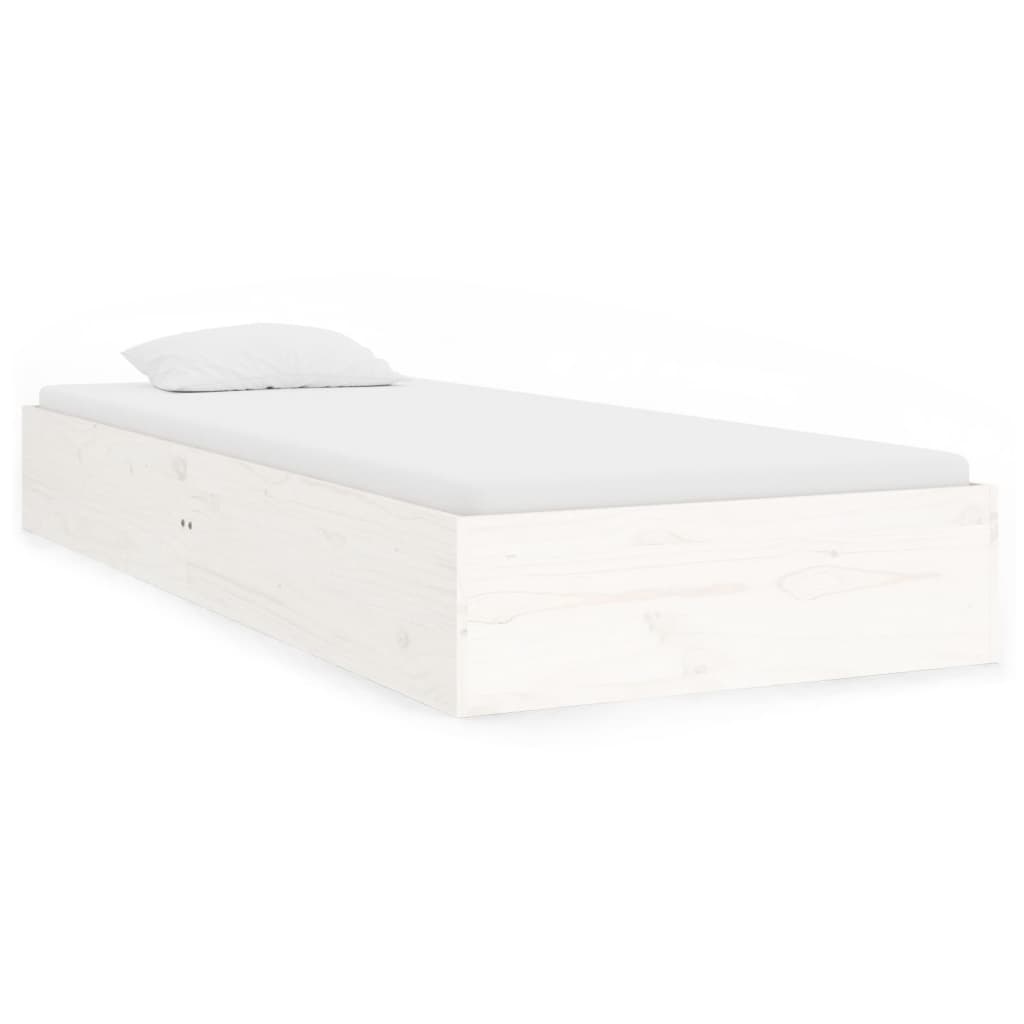 Bedframe Massief Hout Wit 75X190 Cm 2Ft6 Small Single