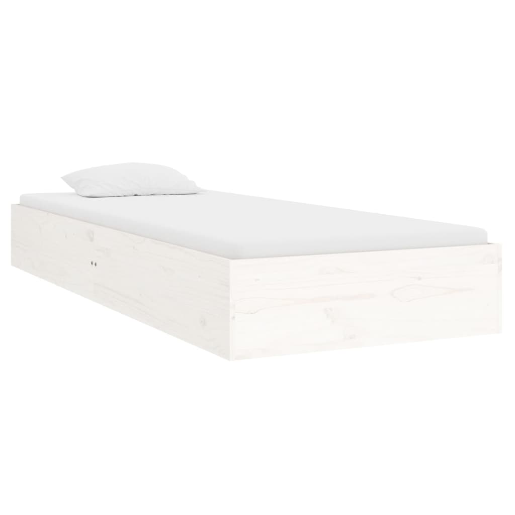 Bedframe Massief Hout Wit 75X190 Cm 2Ft6 Small Single