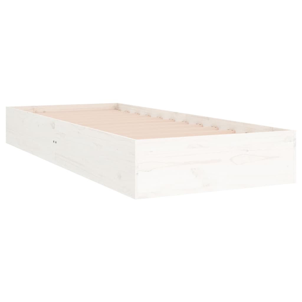 Bedframe Massief Hout Wit 75X190 Cm 2Ft6 Small Single