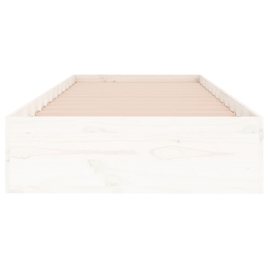 Bedframe Massief Hout Wit 75X190 Cm 2Ft6 Small Single