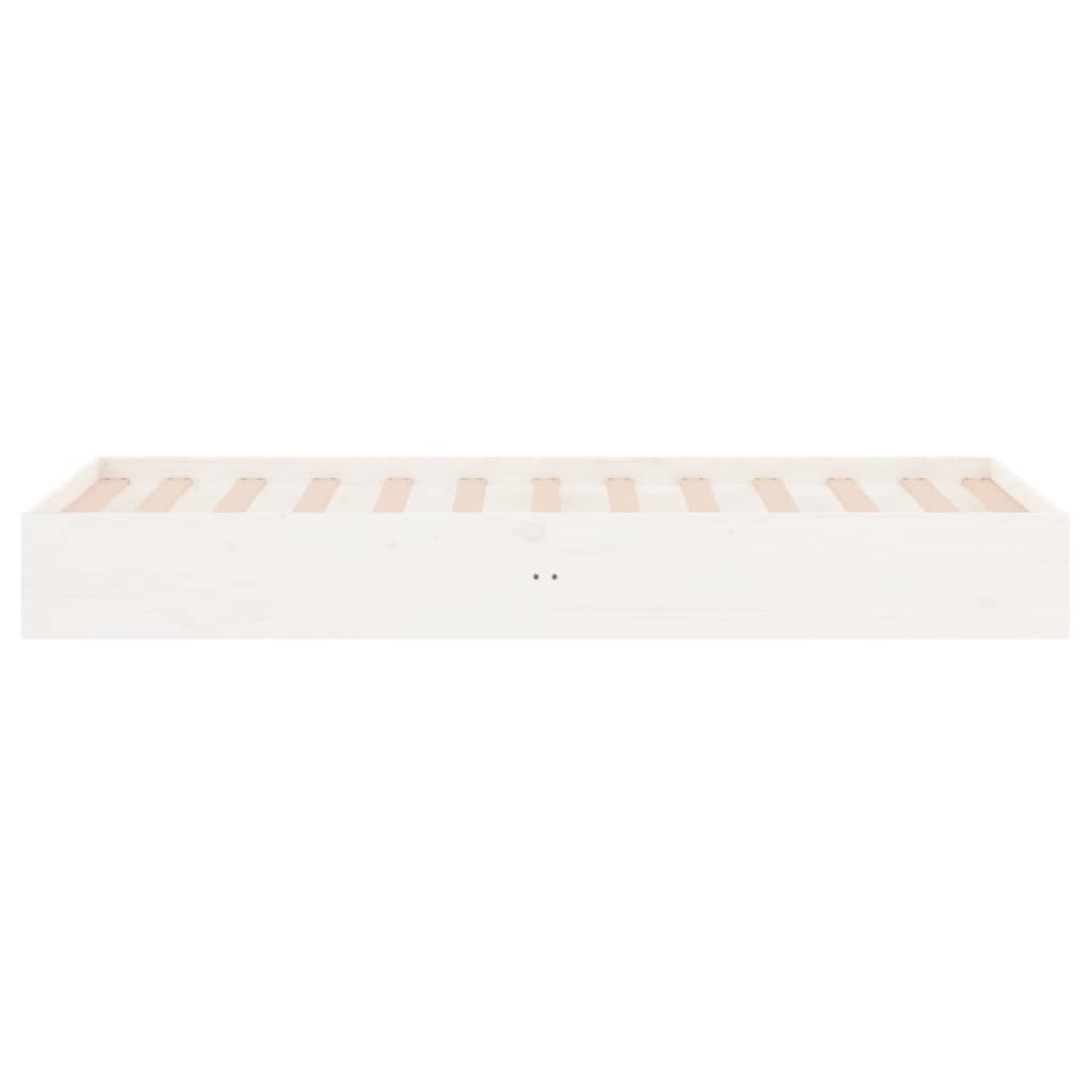 Bedframe Massief Hout Wit 75X190 Cm 2Ft6 Small Single