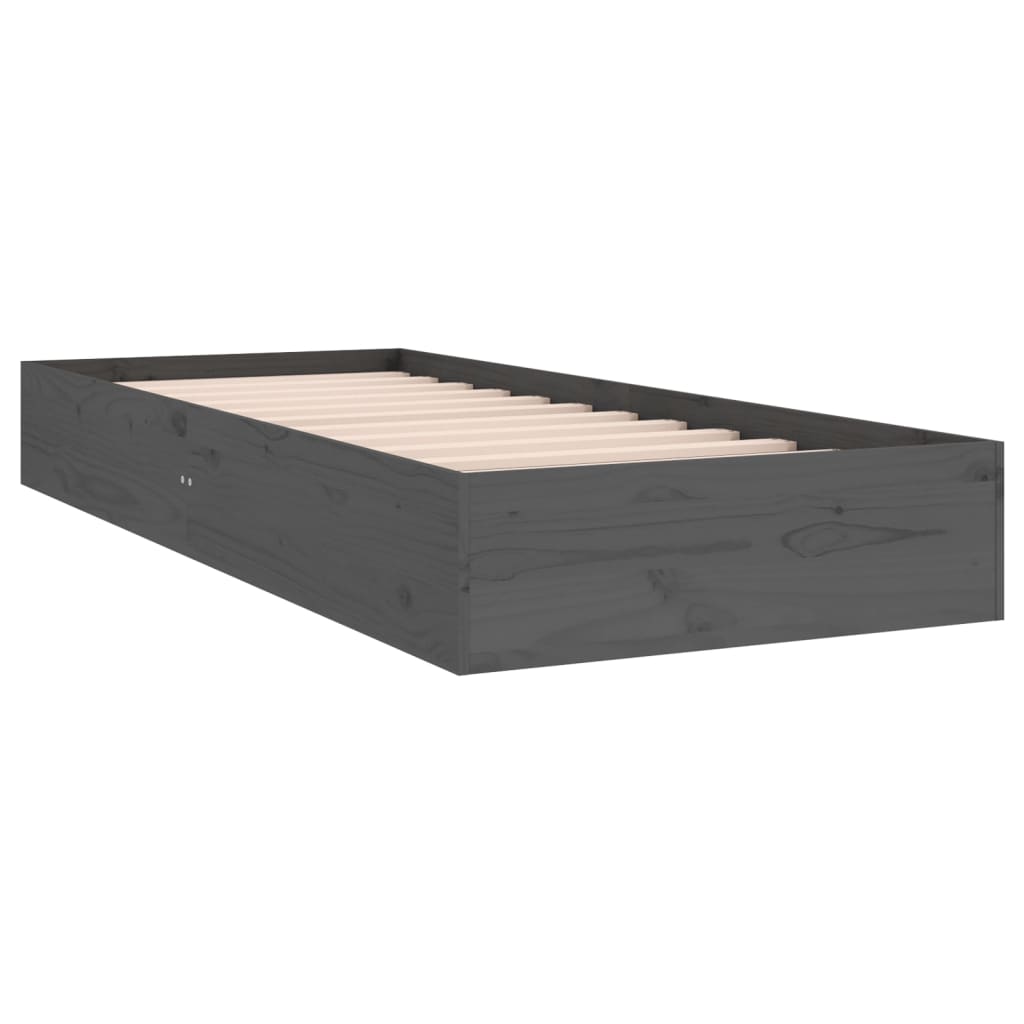Bedframe Massief Hout Grijs 75X190 Cm 2Ft6 Small Single