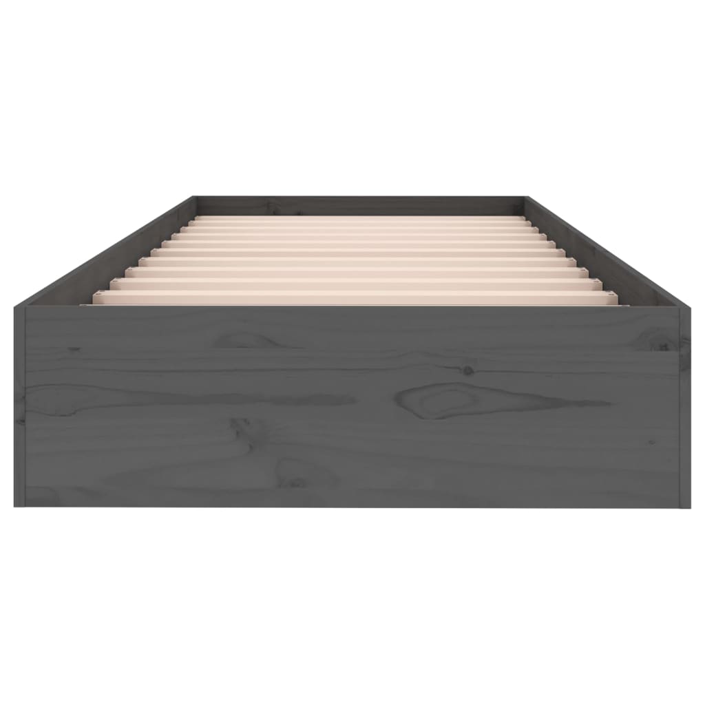 Bedframe Massief Hout Grijs 75X190 Cm 2Ft6 Small Single