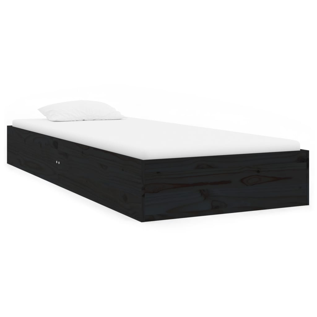 Bedframe Massief Hout Zwart 75X190 Cm 2Ft6 Small Single