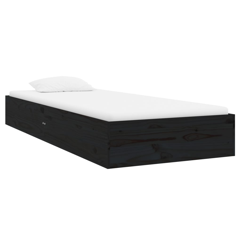 Bedframe Massief Hout Zwart 75X190 Cm 2Ft6 Small Single