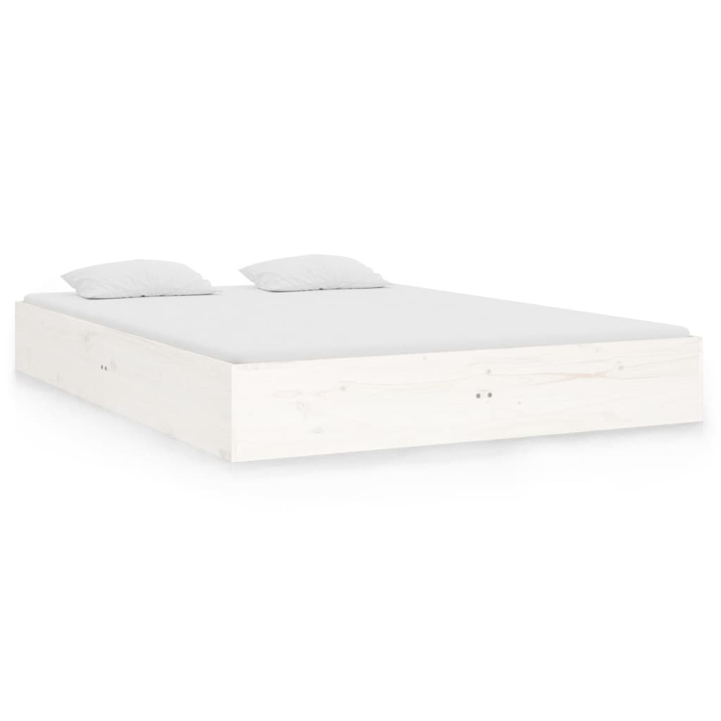 Bedframe Massief Hout Wit 120X190 Cm 4Ft Small Double