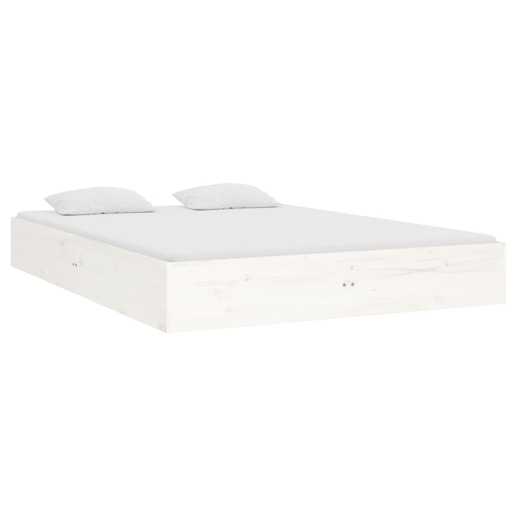 Bedframe Massief Hout Wit 120X190 Cm 4Ft Small Double