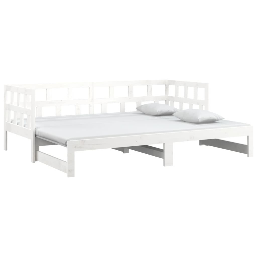 Slaapbank Uitschuifbaar Massief Grenenhout Wit 2X(90X200) Cm