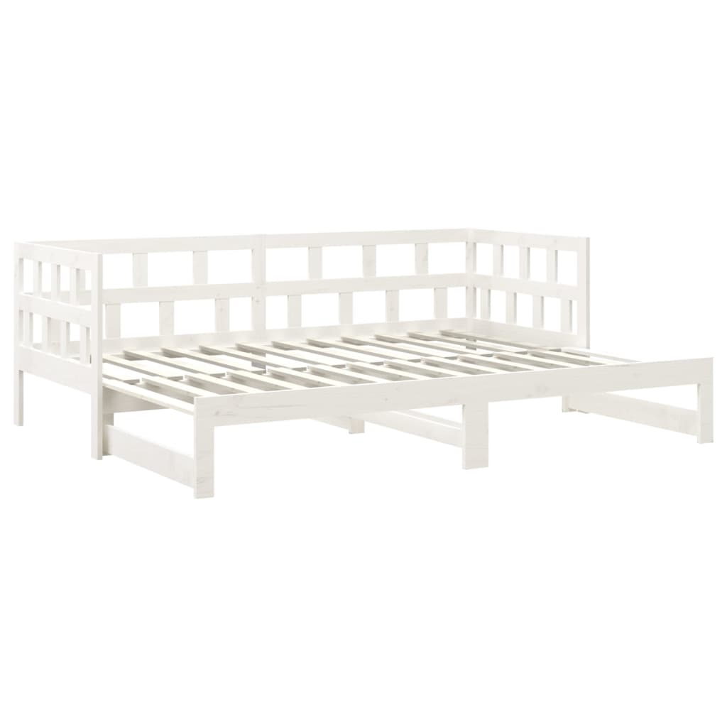 Slaapbank Uitschuifbaar Massief Grenenhout Wit 2X(90X200) Cm