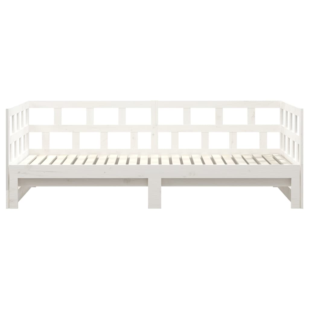 Slaapbank Uitschuifbaar Massief Grenenhout Wit 2X(90X200) Cm