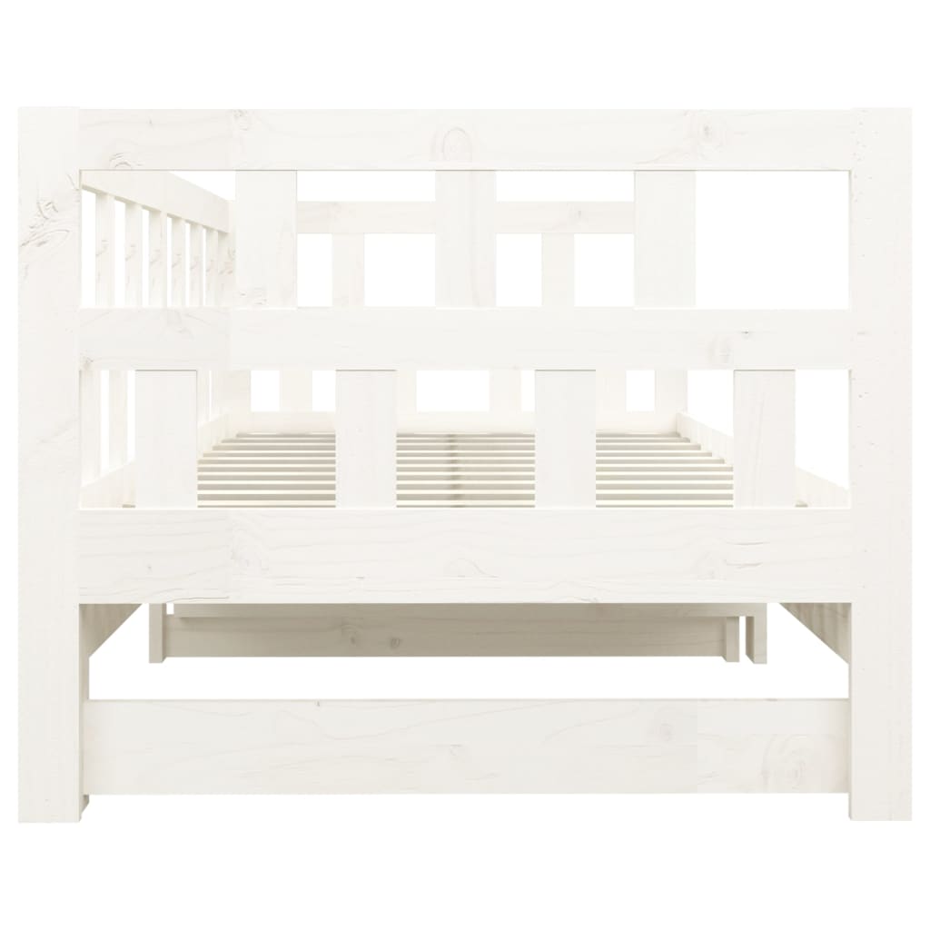 Slaapbank Uitschuifbaar Massief Grenenhout Wit 2X(90X200) Cm