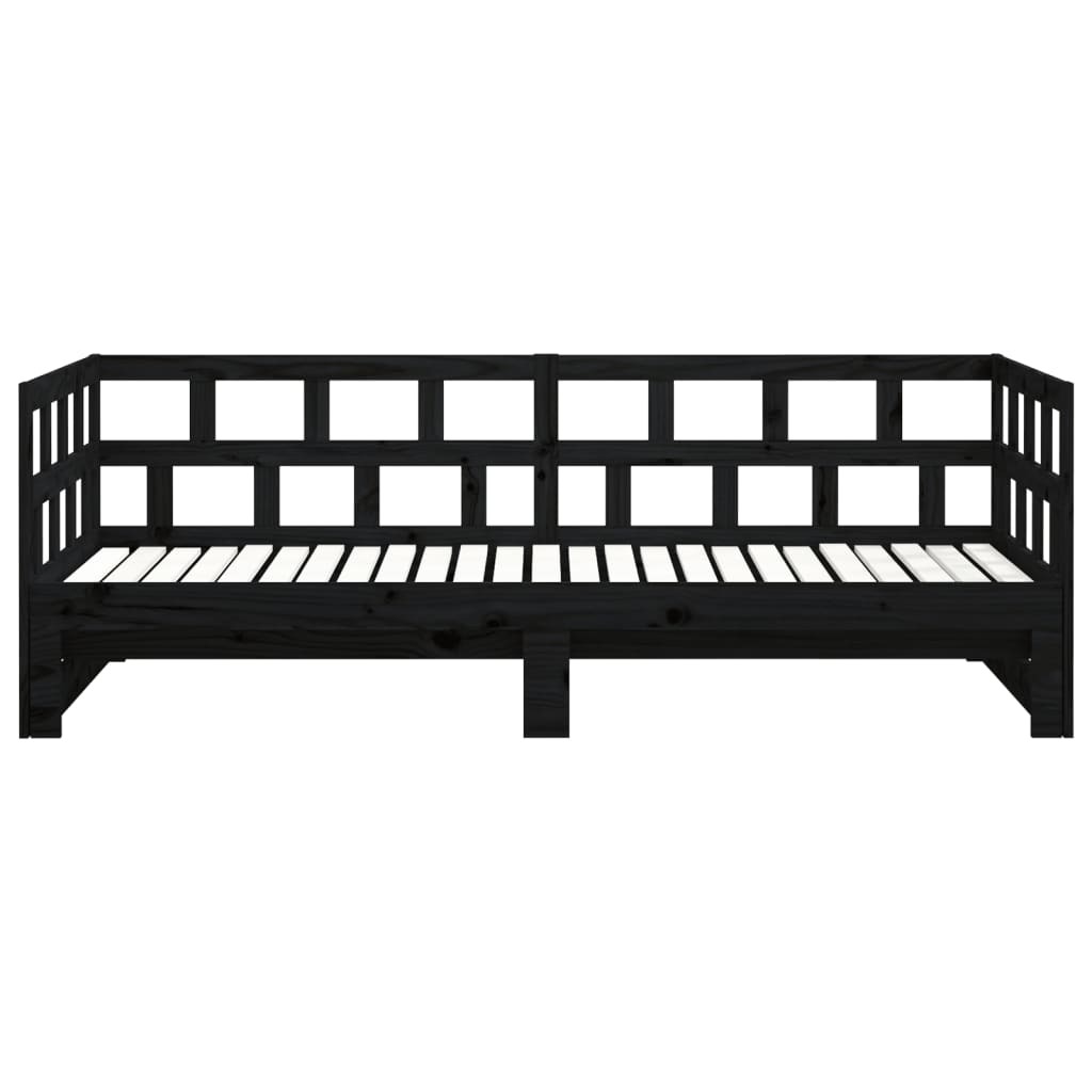 Slaapbank Uitschuifbaar Massief Grenenhout Zwart 2X(80X200) Cm