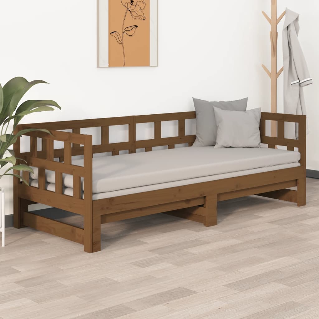 Slaapbank Uitschuifbaar Grenenhout Honingbruin 2X(90X190) Cm