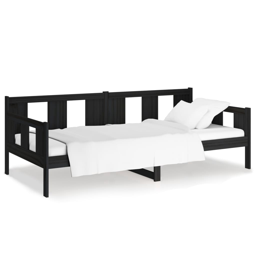 Slaapbank Massief Grenenhout Zwart 90X190 Cm