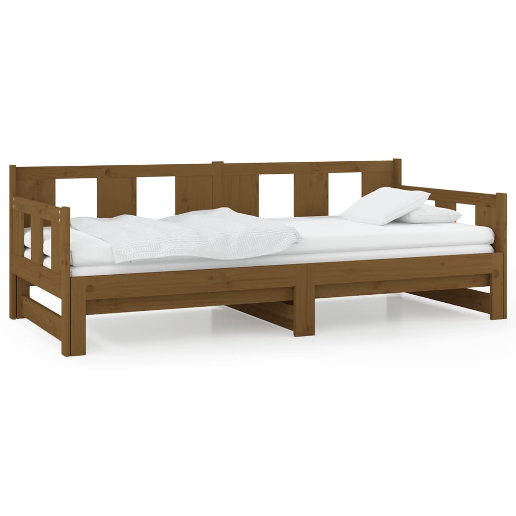 Slaapbank Uitschuifbaar Grenenhout Honingbruin 2X(90X200) Cm
