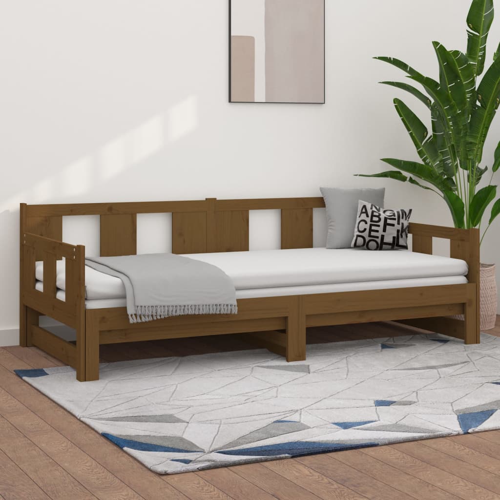 Slaapbank Uitschuifbaar Grenenhout Honingbruin 2X(90X200) Cm