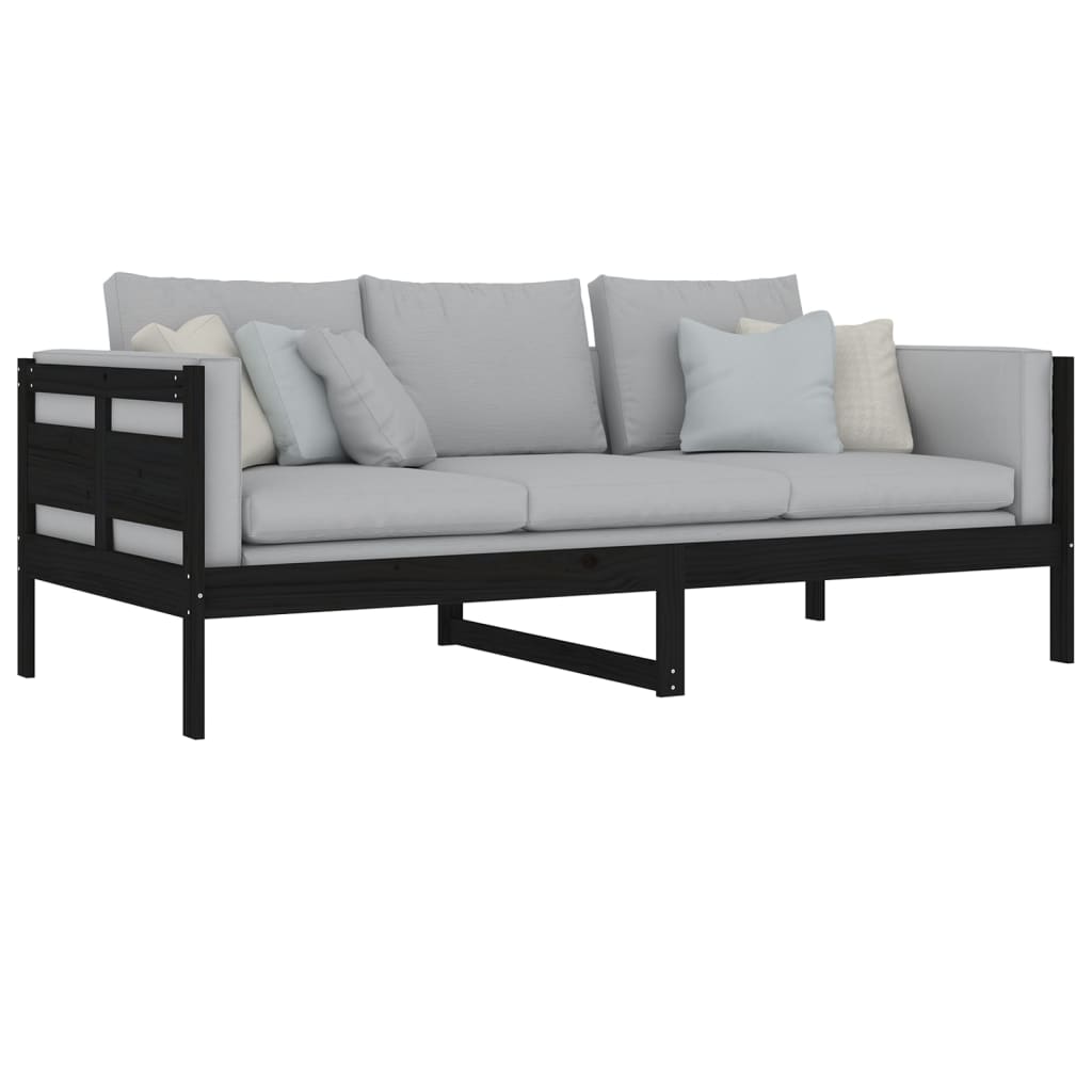 Slaapbank Massief Grenenhout Zwart 90X200 Cm