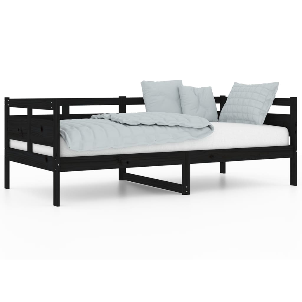 Slaapbank Massief Grenenhout Zwart 90X190 Cm