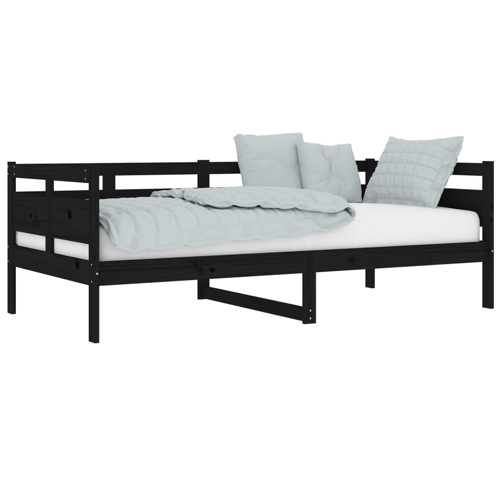 Slaapbank Massief Grenenhout Zwart 90X190 Cm