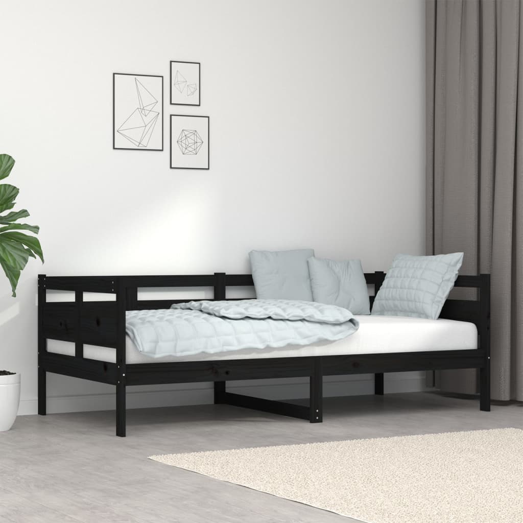 Slaapbank Massief Grenenhout Zwart 90X190 Cm