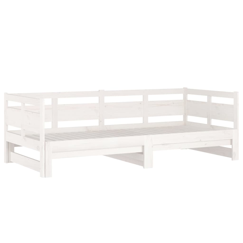 Slaapbank Uitschuifbaar Massief Grenenhout Wit 2X(90X200) Cm