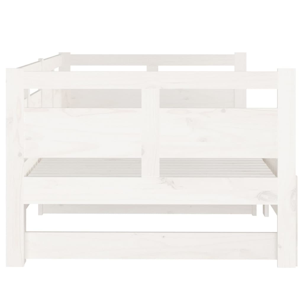 Slaapbank Uitschuifbaar Massief Grenenhout Wit 2X(90X200) Cm