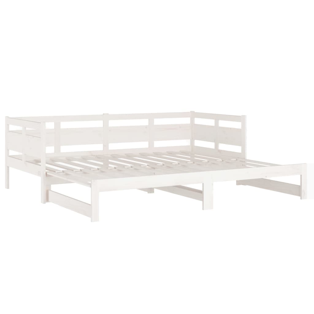 Slaapbank Uitschuifbaar Massief Grenenhout Wit 2X(90X200) Cm