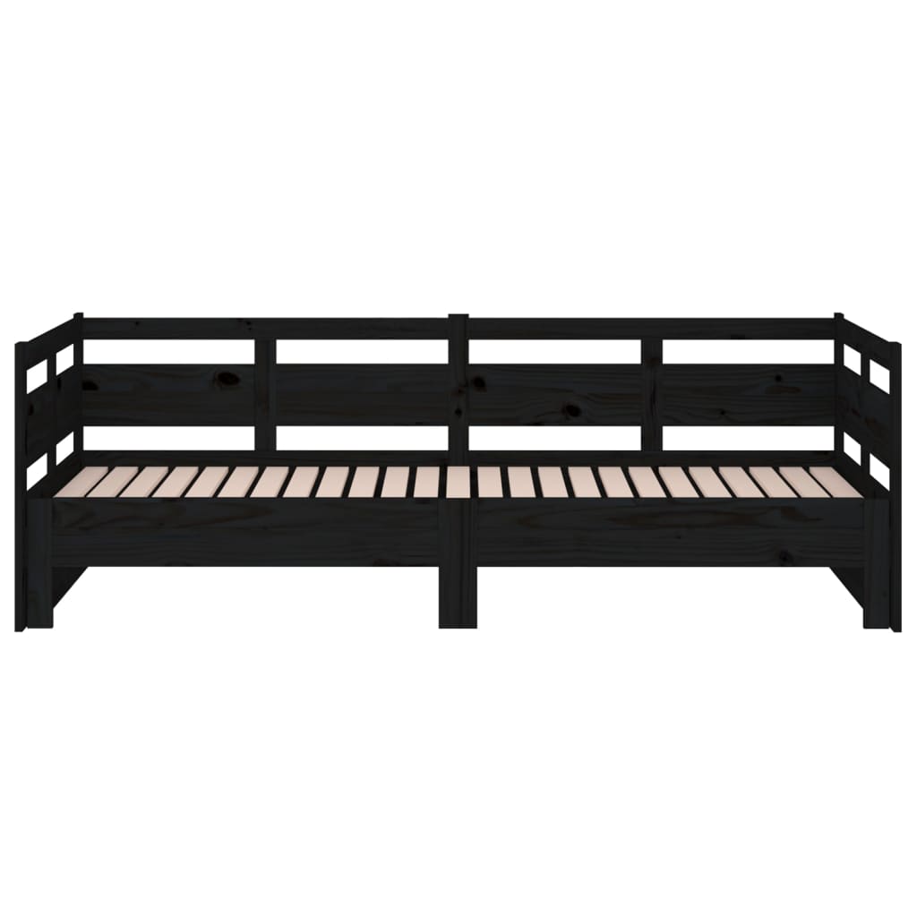 Slaapbank Uitschuifbaar Massief Grenenhout Zwart 2X(90X190) Cm
