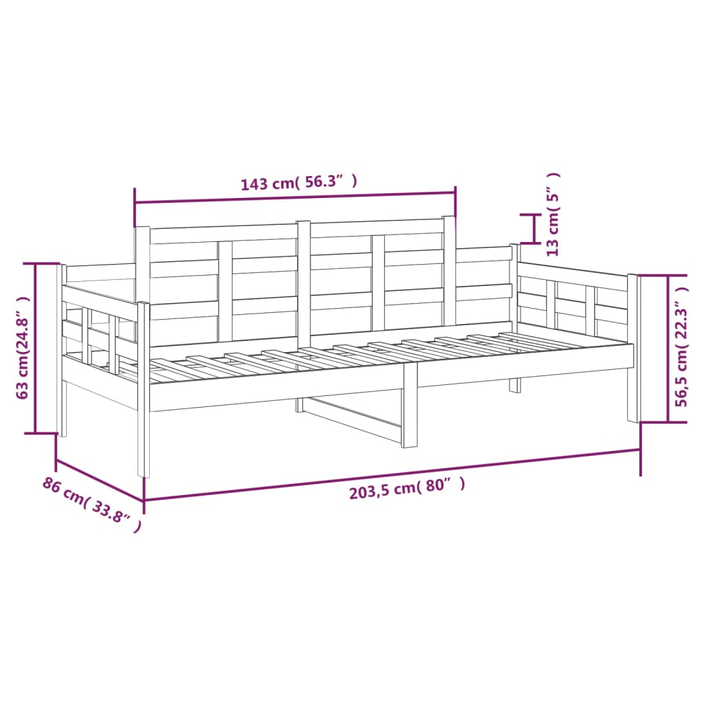 Slaapbank Grenenhout Honingbruin 80X200 Cm