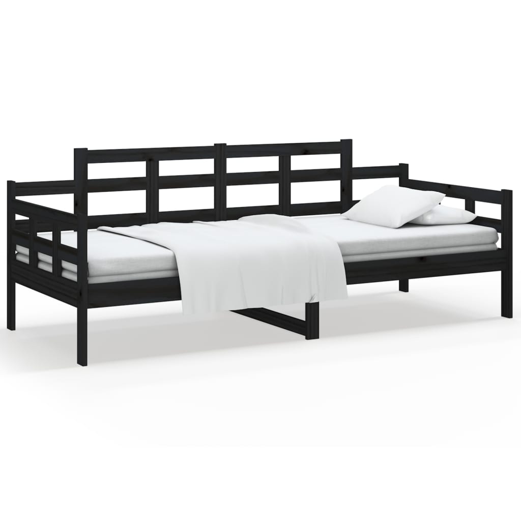 Slaapbank Massief Grenenhout Zwart 80X200 Cm