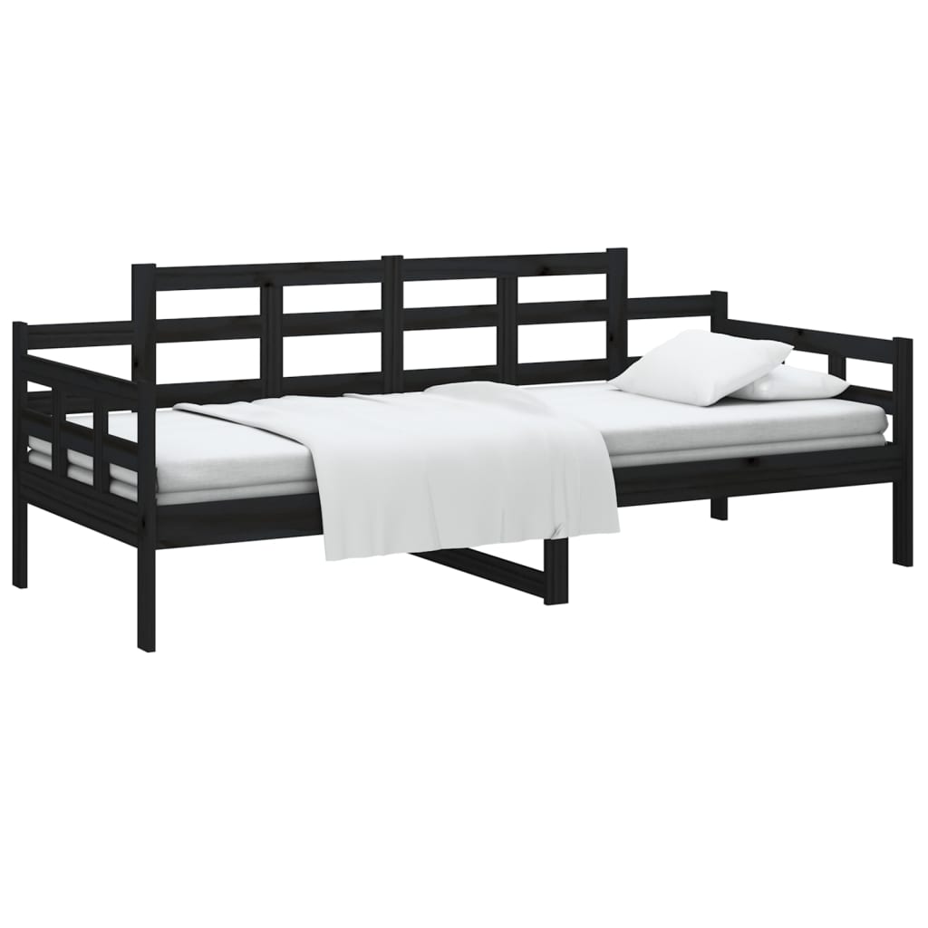Slaapbank Massief Grenenhout Zwart 80X200 Cm