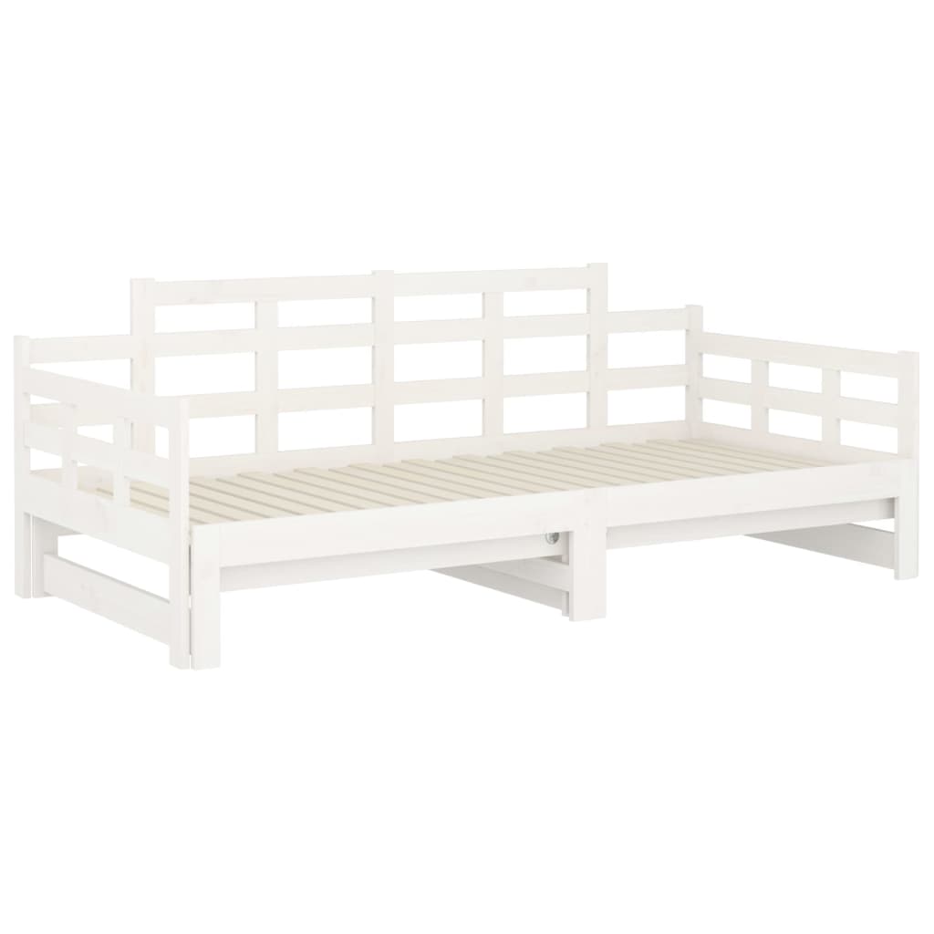 Slaapbank Uitschuifbaar Massief Grenenhout Wit 2X(90X190) Cm