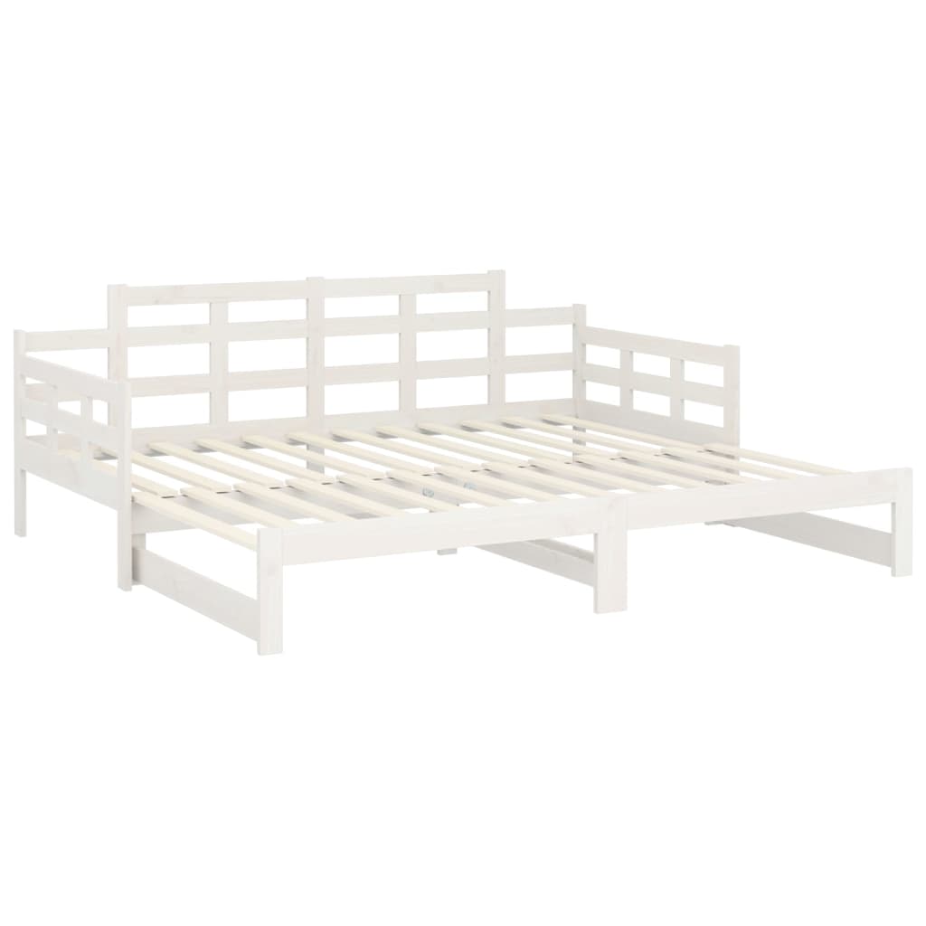 Slaapbank Uitschuifbaar Massief Grenenhout Wit 2X(90X190) Cm