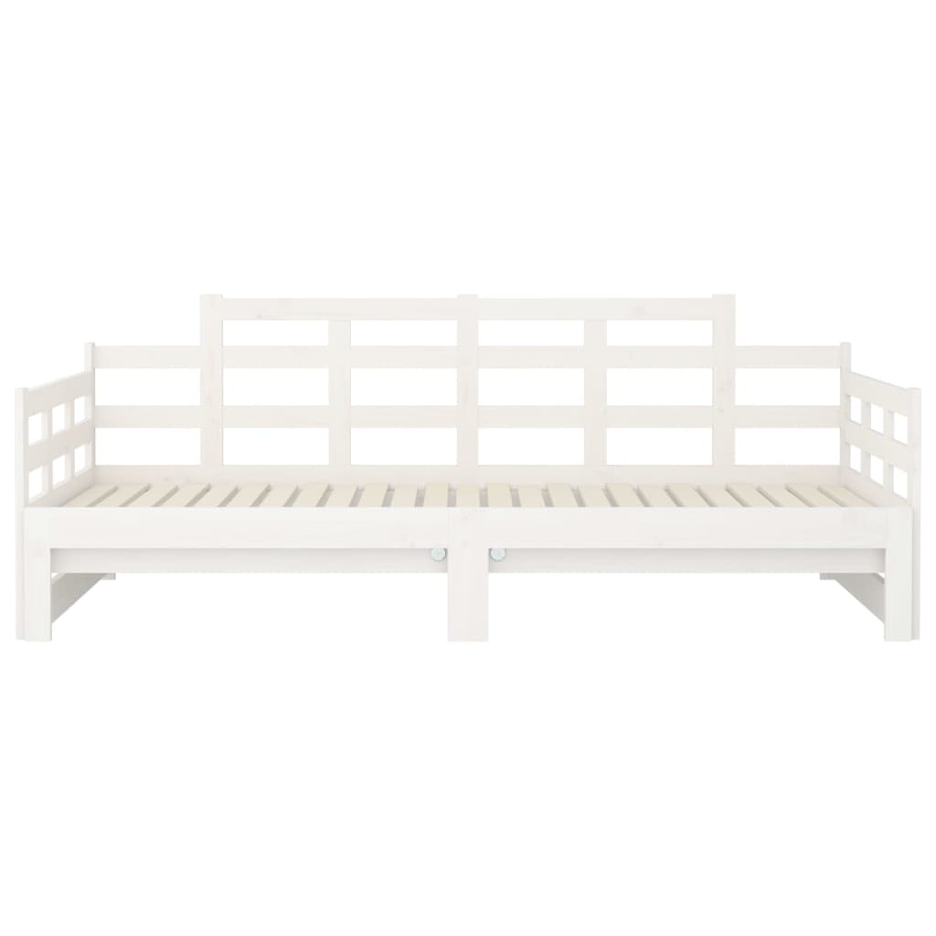 Slaapbank Uitschuifbaar Massief Grenenhout Wit 2X(90X190) Cm