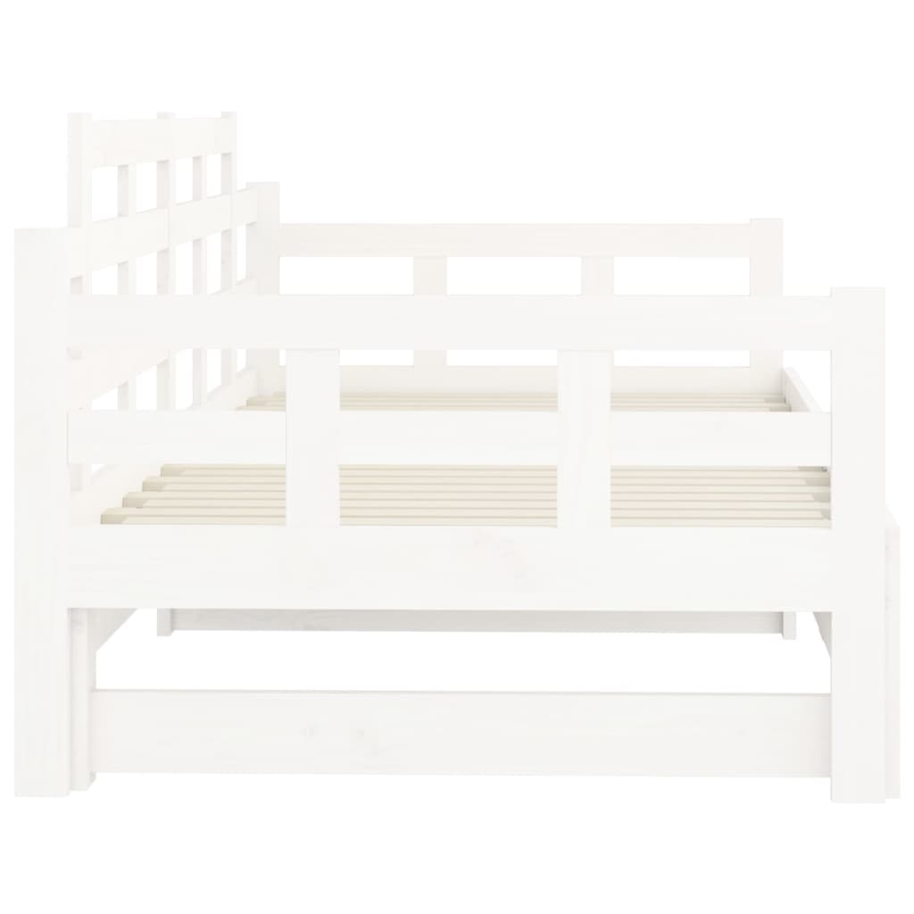 Slaapbank Uitschuifbaar Massief Grenenhout Wit 2X(90X190) Cm