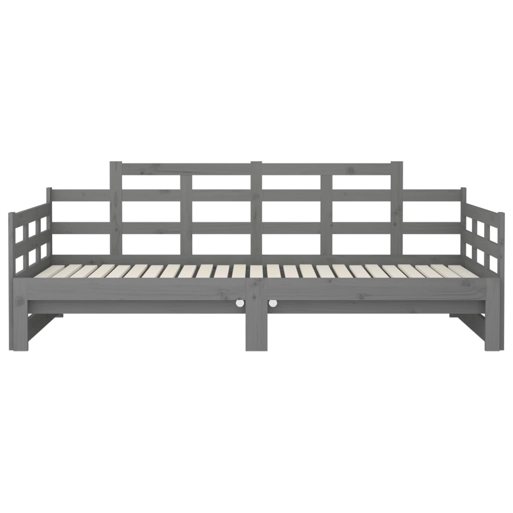 Slaapbank Uitschuifbaar Massief Grenenhout Grijs 2X(90X190) Cm