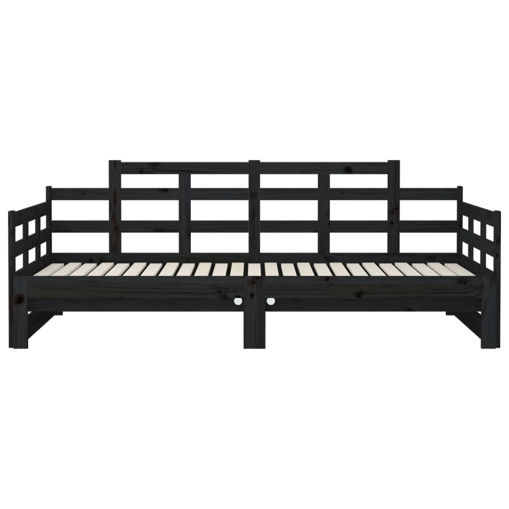 Slaapbank Uitschuifbaar Massief Grenenhout Zwart 2X(90X190) Cm