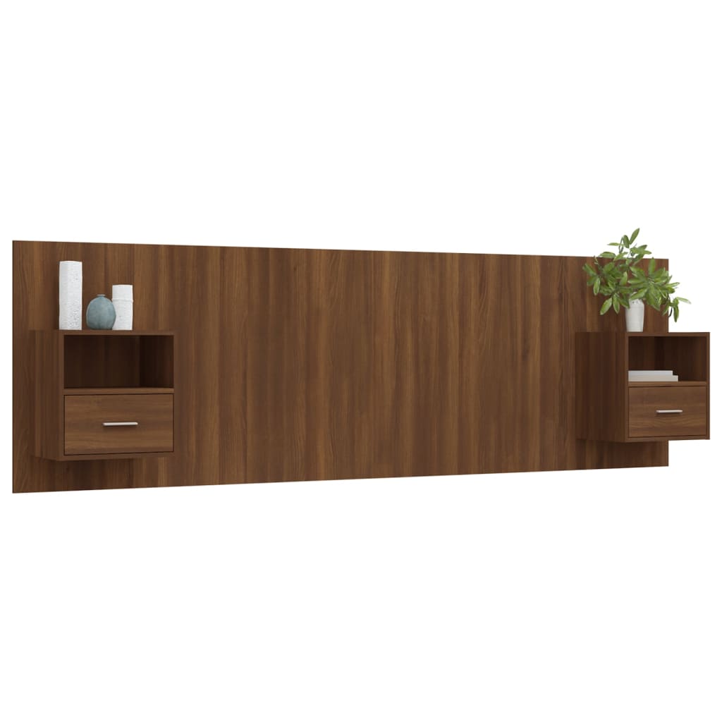 Hoofdbord Met Kastjes Bewerkt Hout Bruineikenkleurig